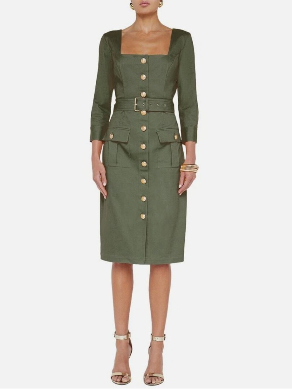 NWT LAgence Bordeaux Military Utility Midi Dress Size 2